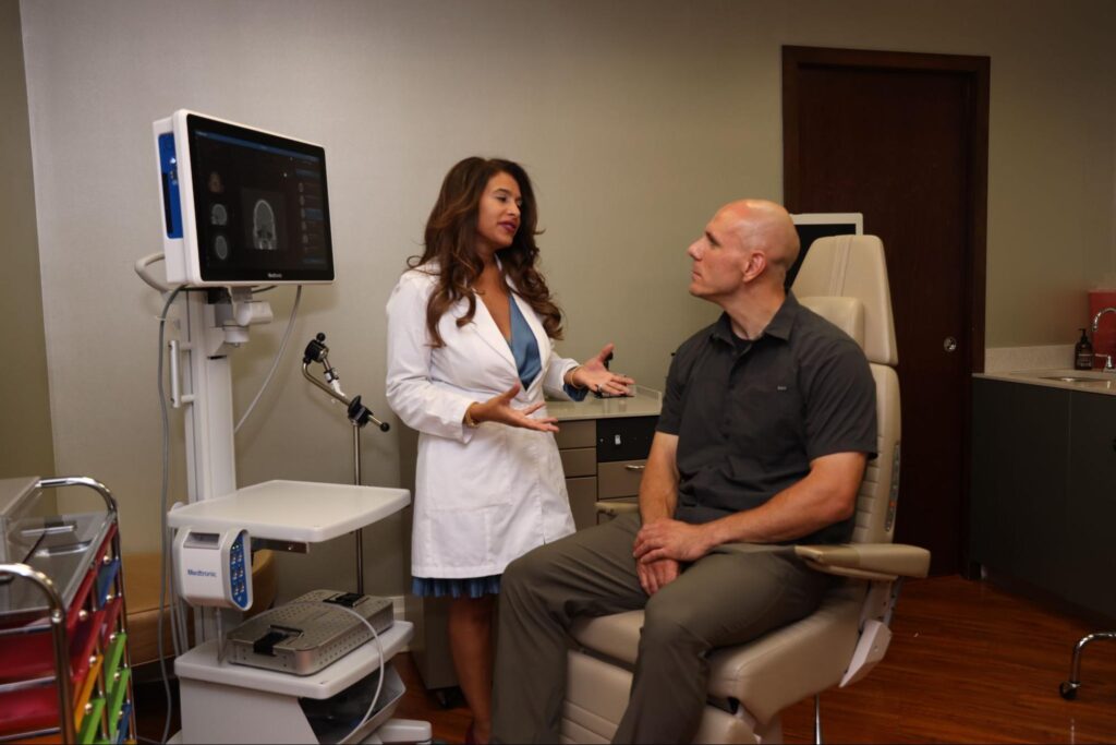 Dr. Tadros explaining treatment options for Sinusitis in Englewood, NJ