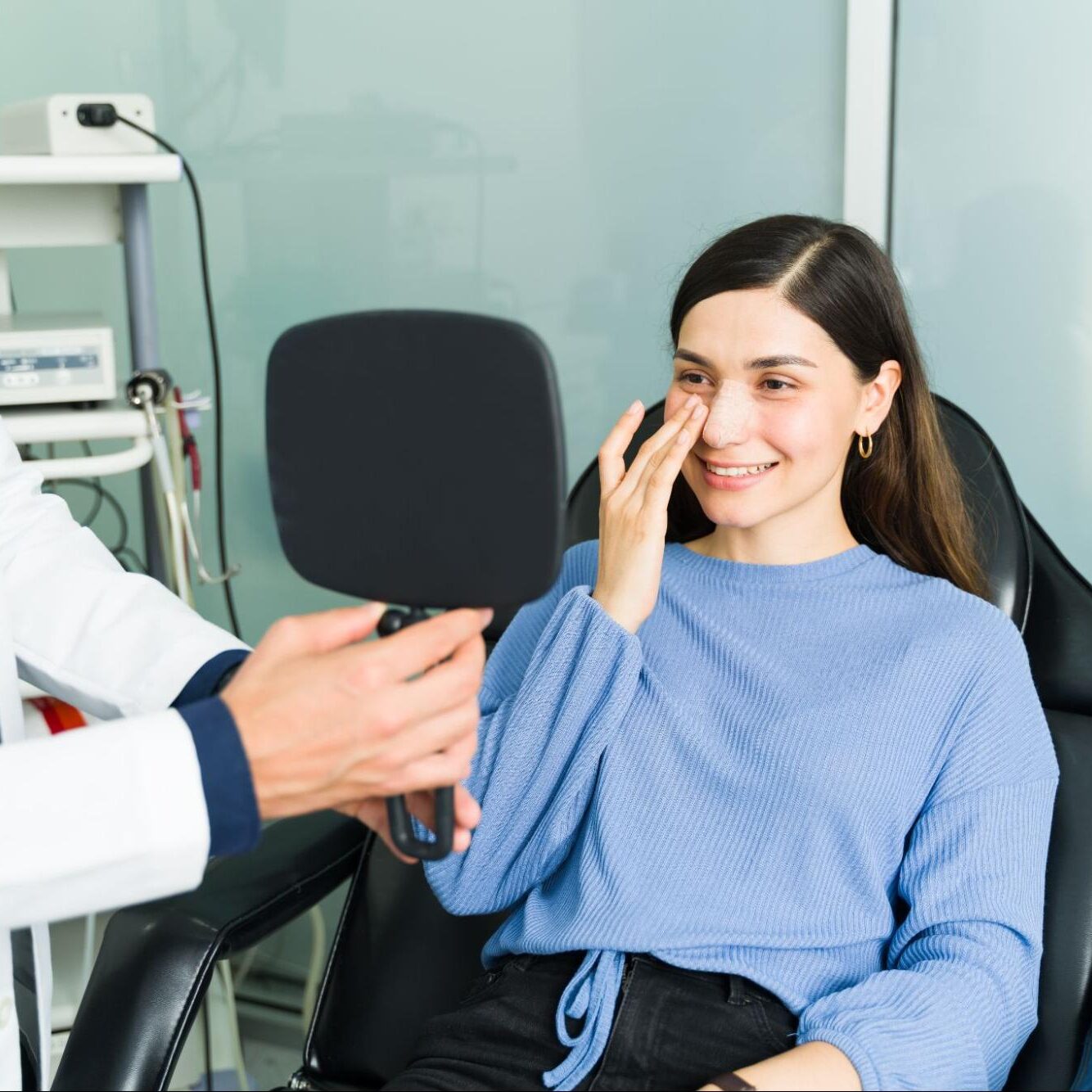 Young woman getting a consult for her Sinus Headache Treatment in Englewood